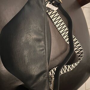 I.N.C Black Crossbody Bag with Patterned Strap